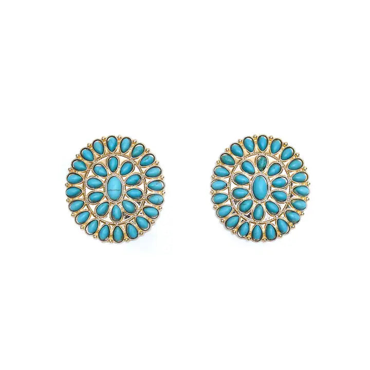 Gold & Turq Full Circle Earring