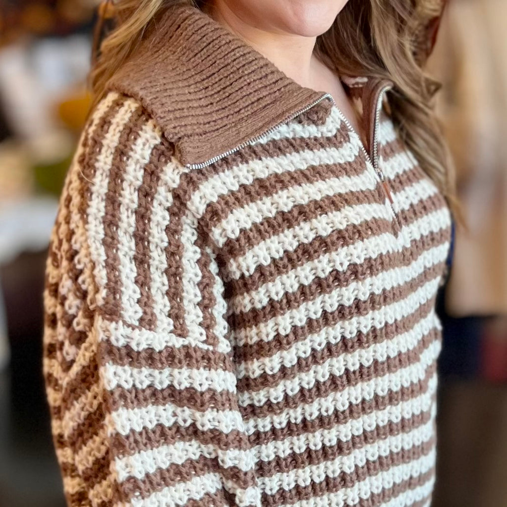 Norris Tan Striped Sweater