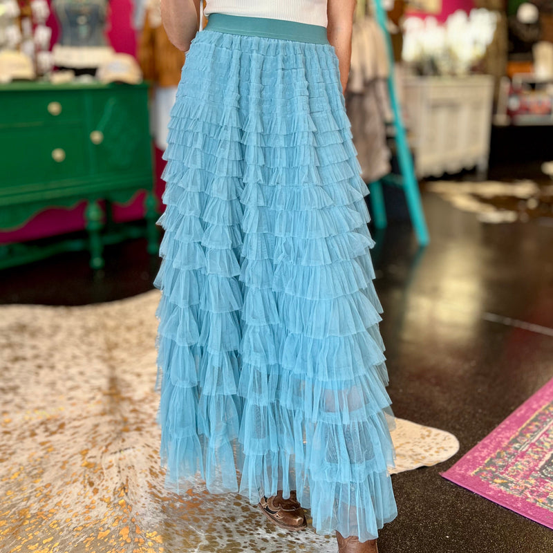 Frilly Girl Blue Maxi Skirt