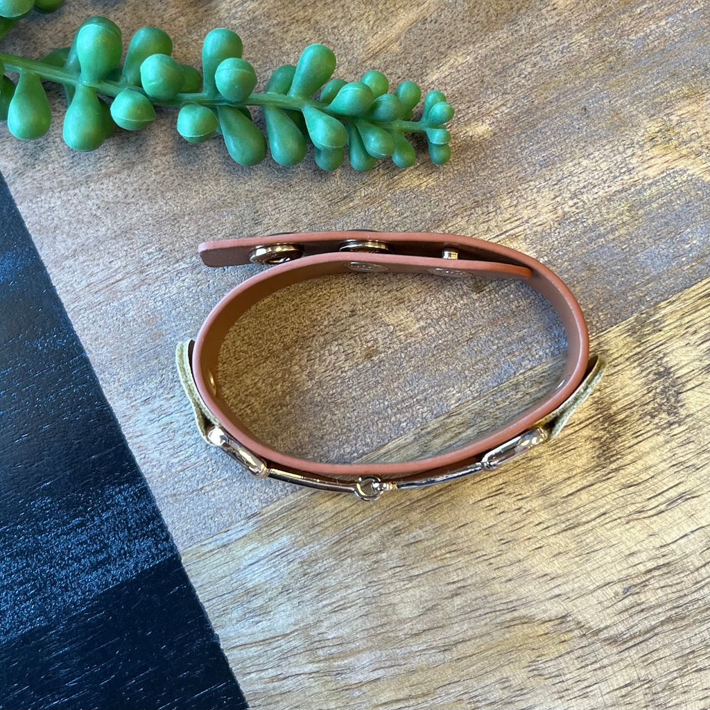 Brown Equestrian Bit Leather Bracelet