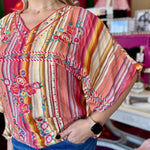 Multi Color Aztec Striped Poncho