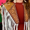 Hide & Tooled Leather Fringe Cape