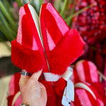 Pink & Red Striped Fur Slippers