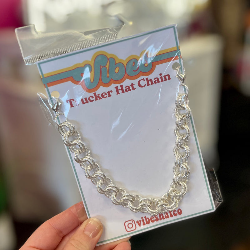 Silver Texture Double Circle Trucker Hat Chain