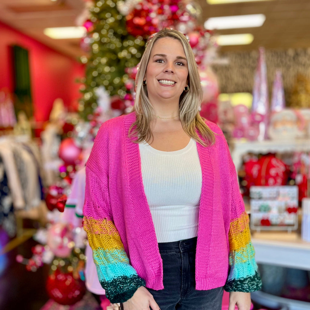 Bubblegum Pink Colorblock Cardigan