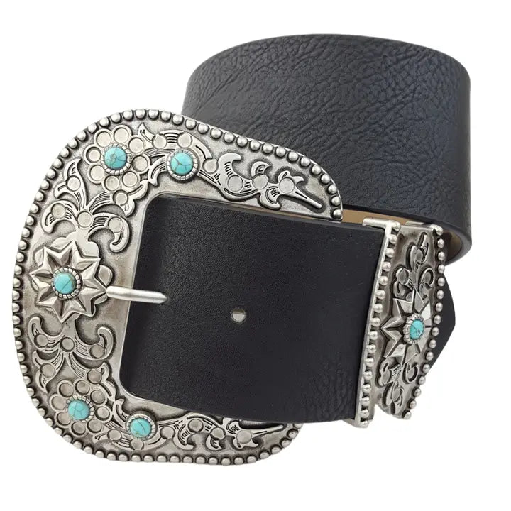 Black & Silver Wide Width Belt