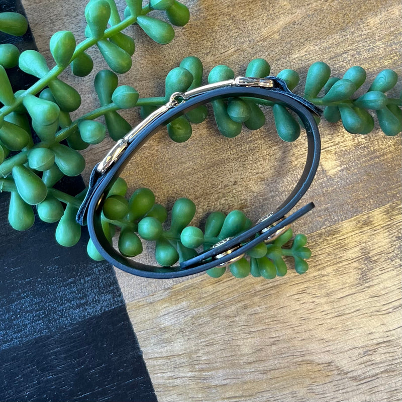 Black Equestrian Bit Leather Bracelet