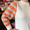 Ivory & Striped Sleeve Sweater