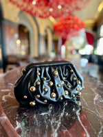 Carey Black Studded Clutch