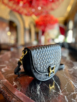 Alise Black Woven Crossbody Purse