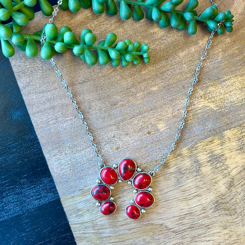 Del Rio Faux Red Coral Small Naja Necklace