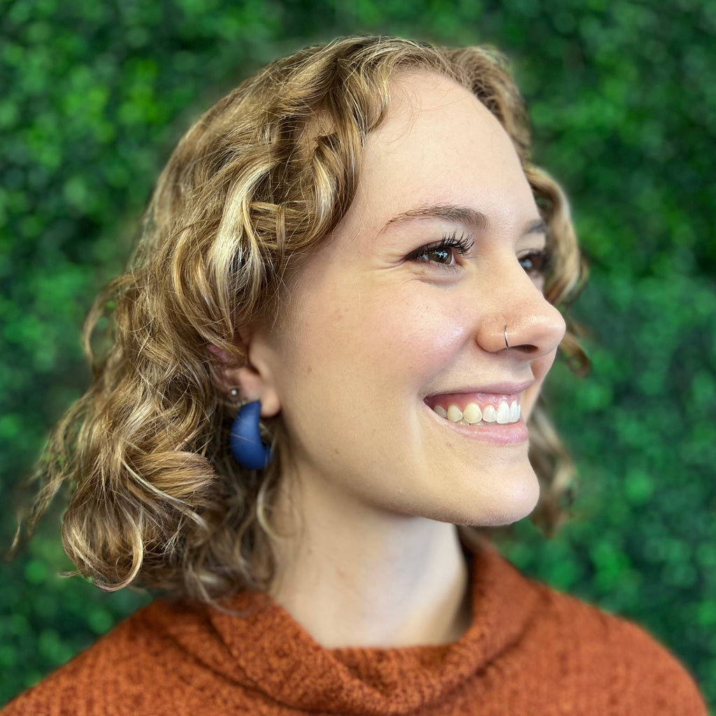 Navy Matte Bubble Hoop Earrings