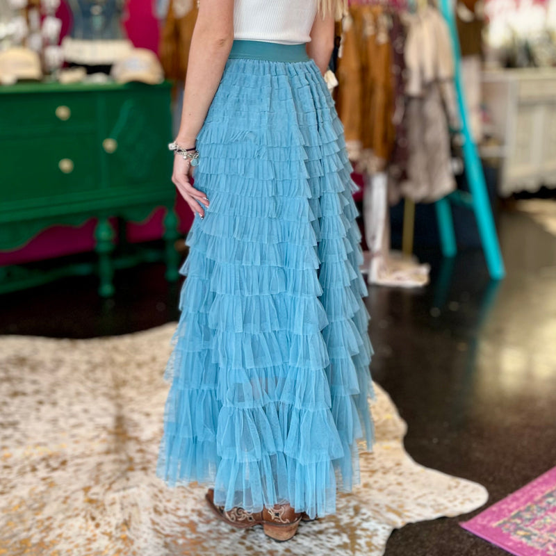 Frilly Girl Blue Maxi Skirt