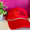 Merry Christmas Metallic Red Trucker Hat