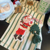 Santa Patch Green Striped Towel