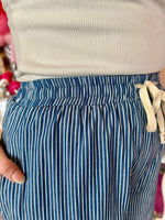 Denim Striped Wide Leg Pants