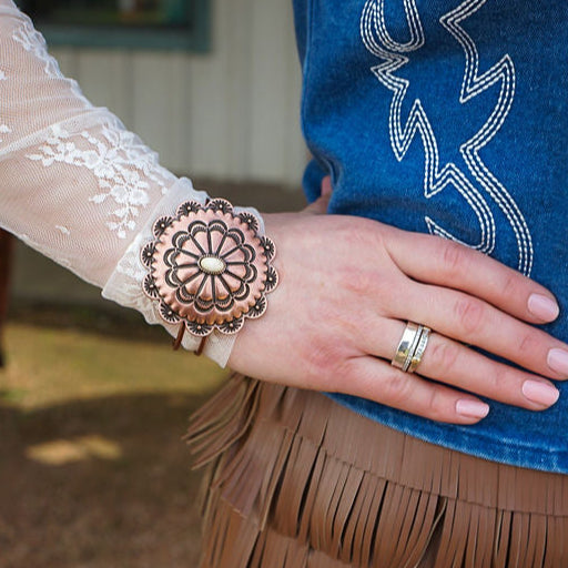 Bronze Circle Stamped Concho Bracelet