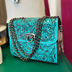 Stockyard Turquoise Tooled Chain Purse