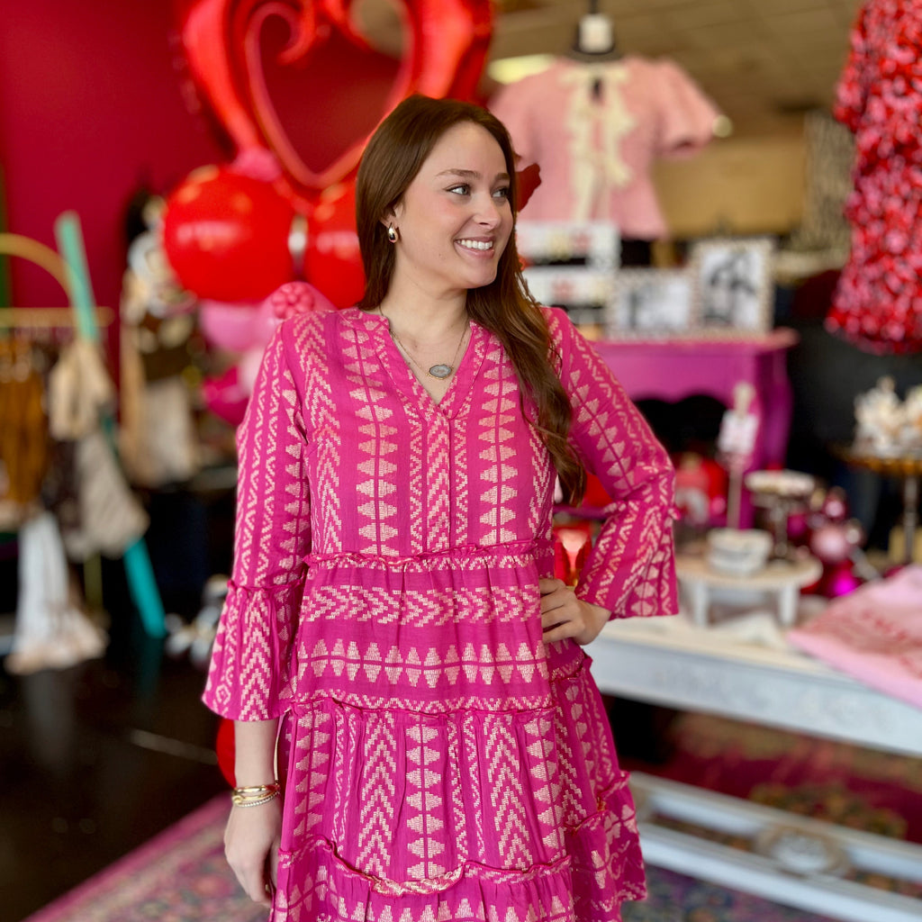 Selden Pink Jacquard Dress