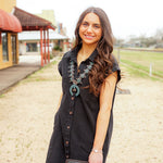 Julie Black Washed Denim Shirt Dress