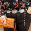 Laredo Silver & Turq Oval Concho Belt