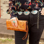 Angelo Tan Tooled Clutch