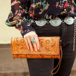 Angelo Tan Tooled Clutch