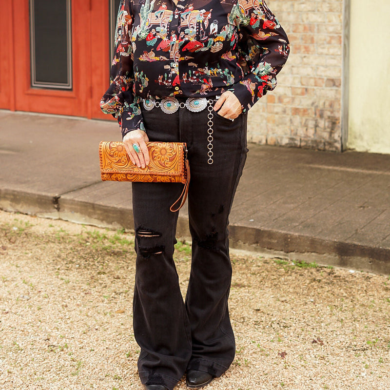 Judy Blue Black Distressed Flare Jeans