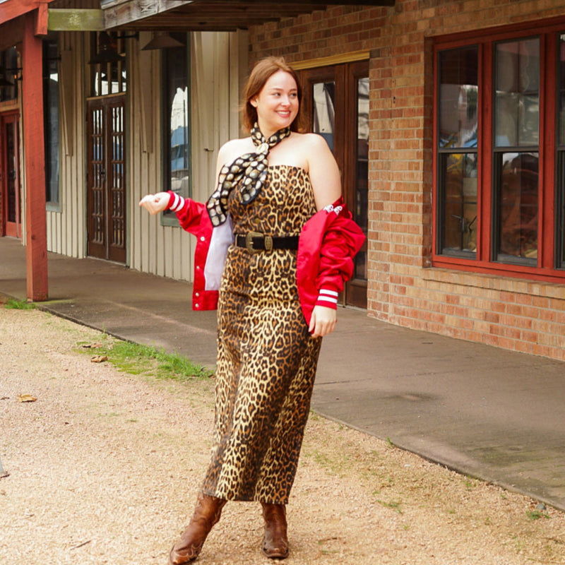 Ellison Brown Leopard Strapless Dress