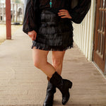 All About Fringe Black Skirt