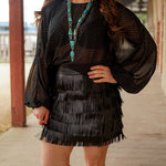 Black Mini Crystal Shear Top