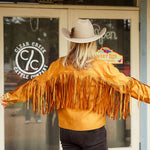 Camel Suede Fringe Jacket