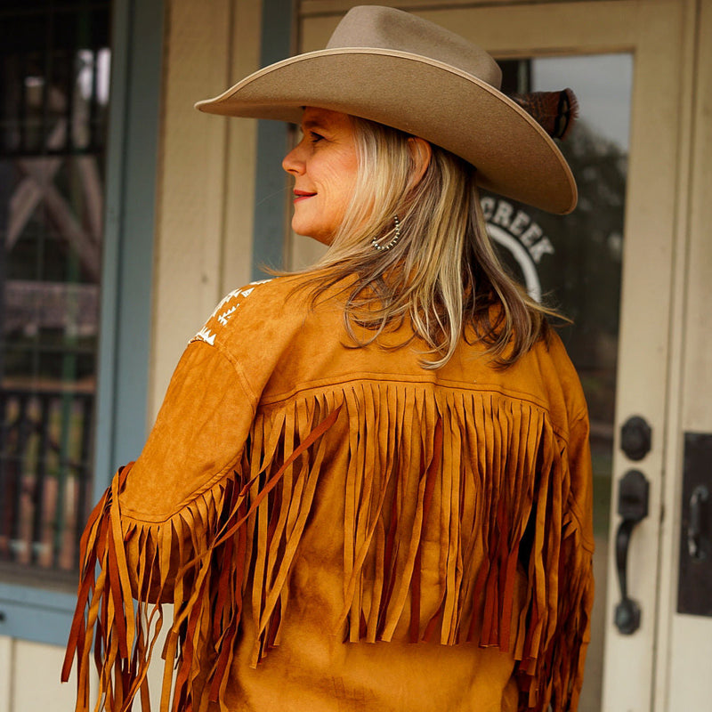 Camel Suede Fringe Jacket