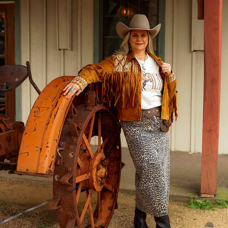 Camel Suede Fringe Jacket