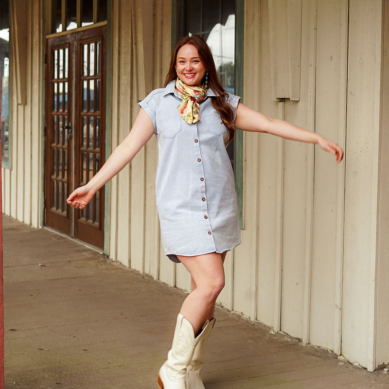 Julie Blue Denim Shirt Dress