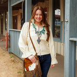 Ivory Faux Leather Shirt Jacket