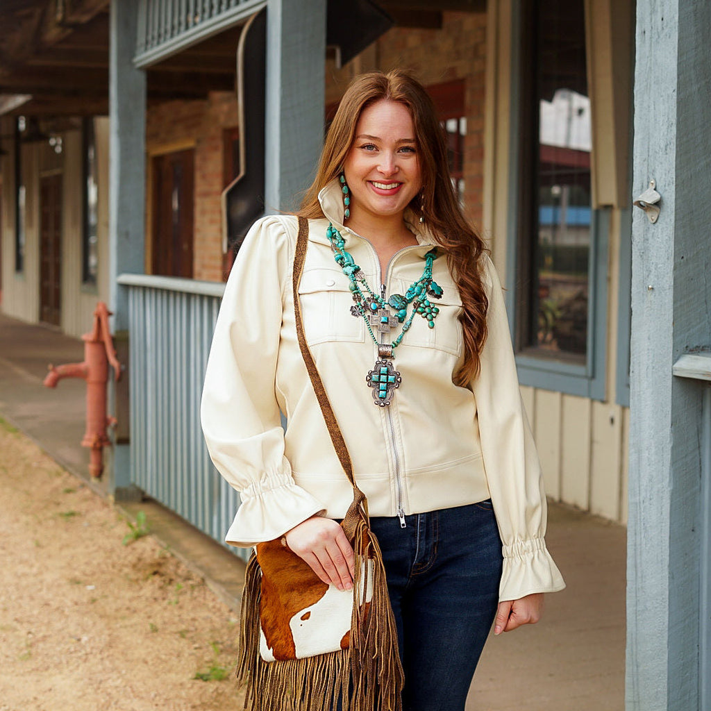 Maxine Brown Cowhide Purse