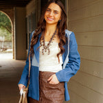 Denim Color Block Blazer