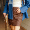 Chocolate Faux Leather Quilted Skirt