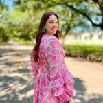 Pensacola Pink & Green Print Maxi Dress