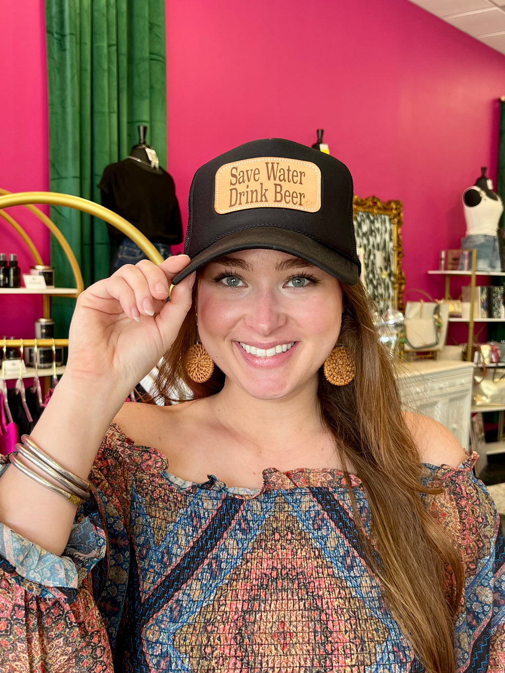 Save Water Drink Beer Black Trucker Hat