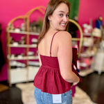 Maroon Bow Front Top