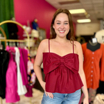 Maroon Bow Front Top