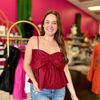 Maroon Bow Front Top