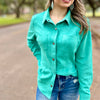 Plus Abby Turq Suede Button Up Top