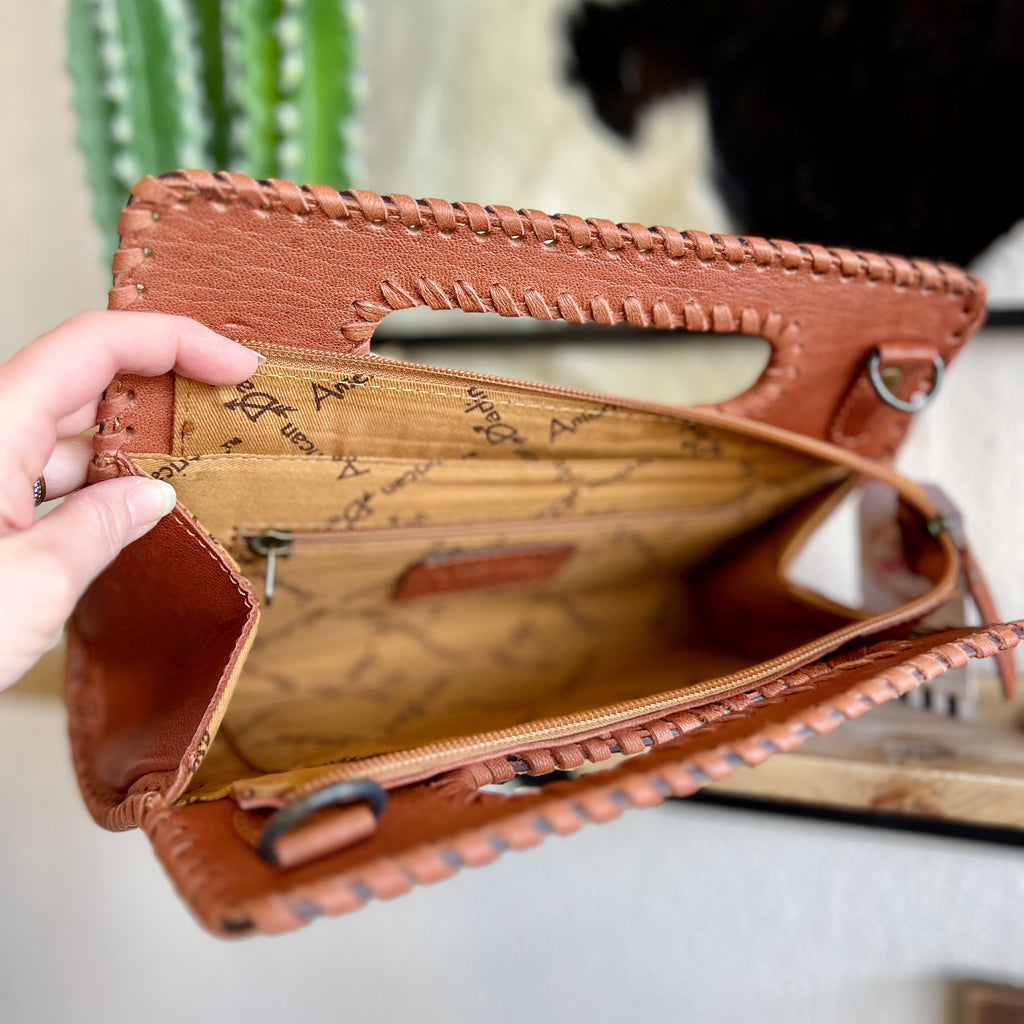 Austin Brown Leather Top Handle Purse