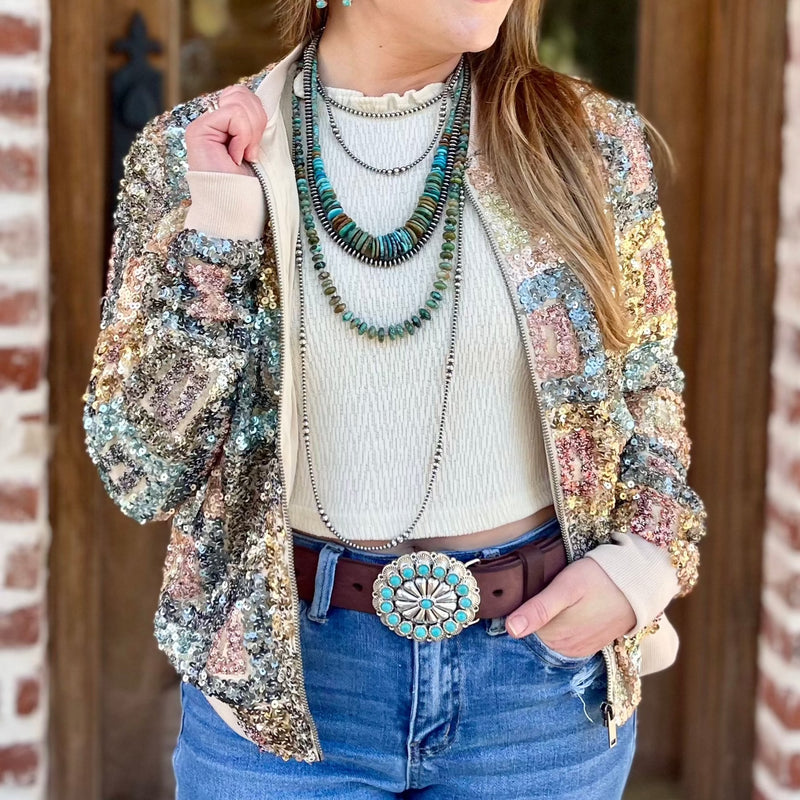 Sawyer Sequin Multi Bomber Jacket