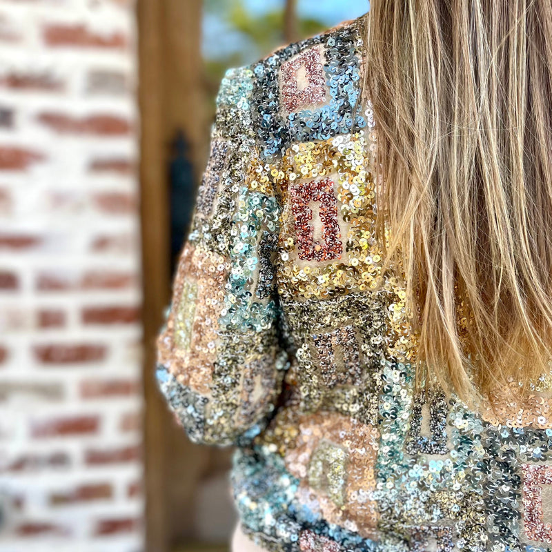 Plus Sawyer Sequin Multi Bomber Jacket