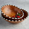 Small Wood & Checkered Bowl