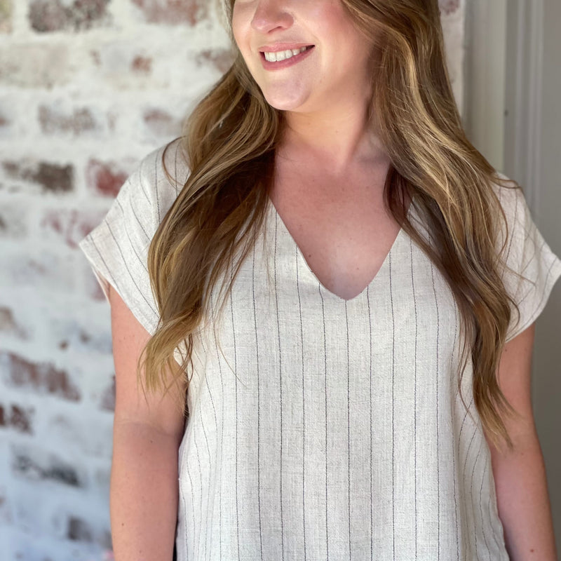 Natural Linen Striped Top